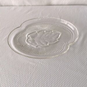 Vintage Federal Glass Crystal Leaf Design 10" Snack/Luncheon Plates.